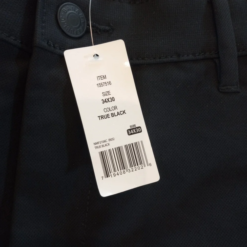 Banana Republic Mens Performance Trousers Black Straight Leg Chino Pants 34x30